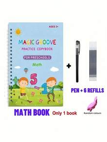 4 Books + 1 Pen + 6 Refills + 1 Pen Grip (Pen Grip Color: Blue, Pink, Red, Yellow, Green, Purple - Random Color) 1 Set Of Reusable Handwriting Practice Workbooks For Children, To Improve Children's Writing Skills Through Comfortable Tracing, Common Words, Grooves, And Magic Practiceeducational Games,Learning To Write,Educational - Multicolor - View 15