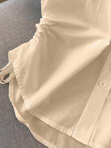 INAWLY Women's Casual Tissue Print Button-Up Shirt - Khaki - View 3