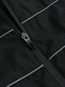 Manfinity EMRG Conjunto de chaqueta blanca con rayas y pantalones con cordón y múltiples bolsillos para hombre, ropa de otoño - Negro - Ver 8