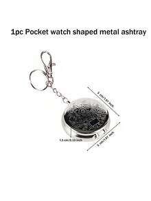 1pc Sunflower/ Wealth Blossom Portable Ashtray, Pocket Watch Style Metal Ashtray, Keychain Style Mini Ashtray