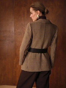 MOTF PREMIUM 千鸟格纹腰带西装外套