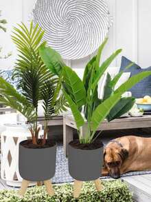 1pc Classic Round Self Watering Planter Plant Pot With Legs,Self Watering Pot With Stand For All House Plants And Flowers,Watering Once Can Last About 15-20 Days, Best Choice To Take Care Of Plants For Short-Term Trave,LModern Standing Planters With Drainage Holes For Planting Indoor Outdoor Decorative,Wooden Support Flowerpot, Bonsai Flowerpot(3 Size), Back To School, Christmas