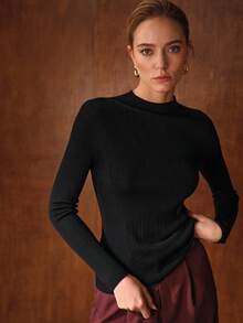 MOTF PREMIUM SOLID FUNNEL NECK SLIM FIT SWEATER - Black - View 4