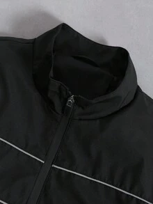 Manfinity EMRG Conjunto de chaqueta blanca con rayas y pantalones con cordón y múltiples bolsillos para hombre, ropa de otoño - Negro - Ver 6