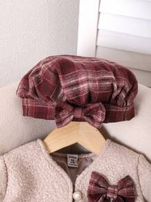 3pcs/Set Toddler Girls' Chic Cardigan With Pearl Buttons, Bow Decor Jacket, Plaid Pleated Skirt And Matching Beret Hat, Fashionable High-End Girl's Outfit For Autumn/Winter 2 Piece Baby Girl Clothes Toddler Girl Plaid Skirt Outfit Baby Girl Fall Winter Outfit Toddler Girl Winter Clothes Baby Girl Jacket And Skirt Set Baby Set Autumn Winter Season Two Piece Winter Outfits For Toddler Girl Skirt Outfit With Jacket Baby G Christmas Gifts Baby Clothes Girl Plaid Toddler Girl Outfits With Purse Toddl