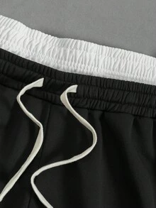 Manfinity EMRG Men's Casual Letter Print Striped Drawstring Waist Wide Leg Sweat Wide Leg Pants