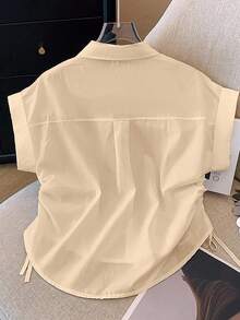 INAWLY Women's Casual Tissue Print Button-Up Shirt - Khaki - View 2