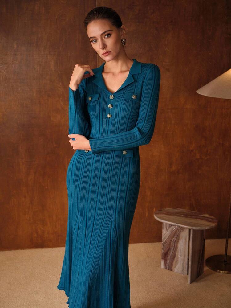 SLIM FIT MERMAID HEM SWEATER DRESS