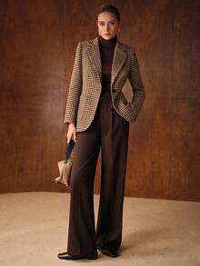 MOTF PREMIUM 千鸟格纹腰带西装外套