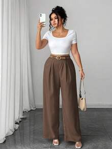 Elenzga 大码女装新款通勤商务休闲优雅阔腿长裤