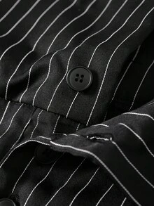 Manfinity EMRG Casual Loose Wide Leg Button Slant Pocket Men Striped Pants, 2000s Style, For Fall