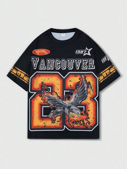 Street Life قميص تي شيرت أكمام قصيرة مطبوع برقم 23 للأولاد، تي شيرت رياضي، طراز شارع فينتاج