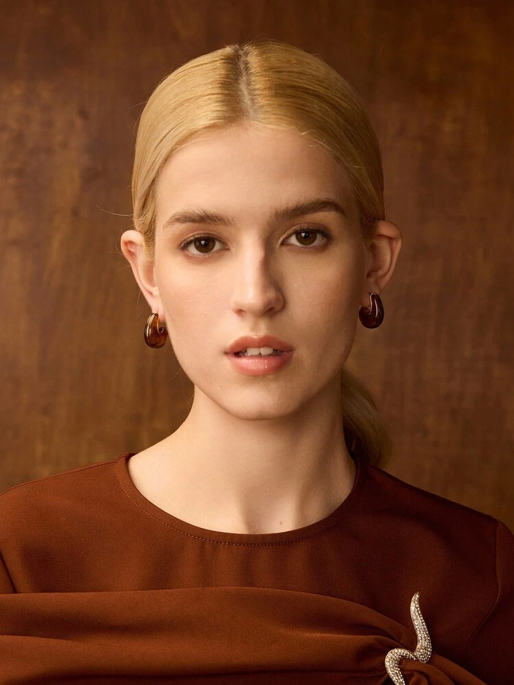 18K GOLD PLATED RESIN BROWN EARRINGS