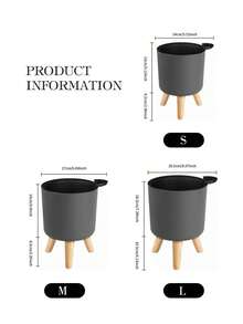 1pc Classic Round Self Watering Planter Plant Pot With Legs,Self Watering Pot With Stand For All House Plants And Flowers,Watering Once Can Last About 15-20 Days, Best Choice To Take Care Of Plants For Short-Term Trave,LModern Standing Planters With Drainage Holes For Planting Indoor Outdoor Decorative,Wooden Support Flowerpot, Bonsai Flowerpot(3 Size), Back To School, Christmas
