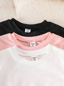 3件装 女童休闲圆领短袖T恤，小马印花，夏季 - 彩色 - 查看 4