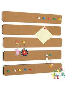 5 件/批带图钉的公告栏条，自粘式公告板条，用于墙壁毡钉板粘贴，用于返回学校 - 深灰色 - 查看 10