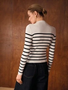 MOTF PREMIUM STRIPED PULLOVER KNIT SWEATER - Black and White - View 5