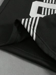 Manfinity EMRG Men's Casual Letter Print Striped Drawstring Waist Wide Leg Sweat Wide Leg Pants