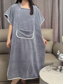 SHEIN 1pc Women's Sleeveless Bathrobe Dress Summer Wedding Home Bathroom Decor - Grey - View 1