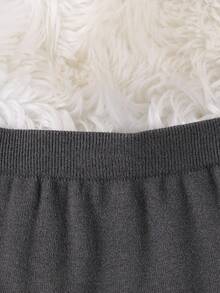 Sparklyn 女孩手工蝴蝶结针织毛衣和裙子套装，时尚开衫长袖，秋冬 - 灰色 - 查看 6