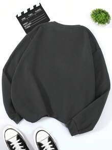 INAWLY Damen Oversize Lässig Sweatshirt mit Stickerei, Rundhalsausschnitt, Langarm