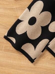 Sparklyn Bộ 2 món áo len dệt kim Jacquard và quần legging cho bé gái, họa tiết thời trang, tay dài, thu/đông - màu đen - Xem 8