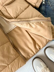 SHEIN Tween Girls' Casual Basic Quilted Padded Mid-Length Padded Coat, Warm For Autumn/Winter Fall