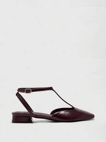 CUCCOO BIZCHIC Women's Square Toe Comfortable Fashion Commuter T-Strap Coffee Mirror Flat Shoes, Spring Casual Wear Commuter Elegant Aesthetic Vintage Style Wedding Outfit