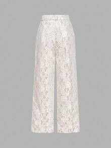 SHEIN MOD 女式复古皇家西装背心和裤子两件套，带蕾丝、珍珠纽扣、长袖，适合约会装、万圣节装、返校装、Y2K 装、垃圾装、秋冬旧款 - 杏色 - 查看 8