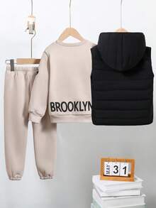 SHEIN 3件套男童棉背心+羊毛衫 - 黑色 - 查看 2