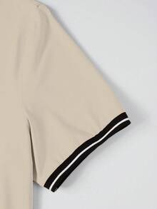 Manfinity Homme Men's Summer Casual Sports Business Contrast Striped Trim Polo Shirt Mens T Collar T Shirt Mens Polo Shirt Mens Casual Tops Polo Shirts For Men Collar Mens Golf Shirt Old Money