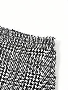 Ellevyn Autumn Elegant Women's Plaid Printed Elastic Knitted Pants, Versatile For Various Occasions Such As Summer Vacation, Elegant Travel, And Daily Commuting Gray Pants,Fall - Black and White - View 6