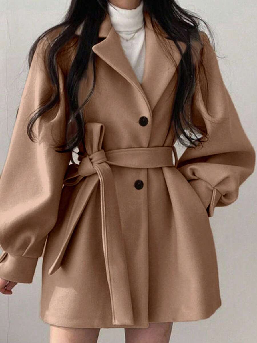 INAWLY New Elegant & Stylish Tie-Up Long Sleeve Women Jacket - Mocha Brown - View 1