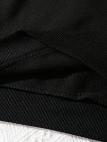 EMERY ROSE Plus-Size Women's Casual Winter Sweatshirt With Letter Print "NOPE Not Today" Pattern Fall Cloth For Women Autumn - Black - View 5
