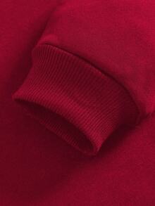 SHEIN Leap Crew Áo nỉ dày có mũ trùm đầu dài tay họa tiết thường ngày dành cho bé gái tuổi teen, thích hợp cho mùa thu/đông, màu đỏ tía trơn, đa năng, thích hợp cho các dịp giao lưu - Màu Đỏ Sâu - Xem 5