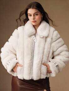 Anewsta KF15008-DM 秋冬新年优雅时尚圣诞外出女装 - 米色 - 查看 5