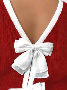 Vionelle Plus Size Women Casual Bowknot Crew Neck Long Sleeve Sweater, Slimming, Autumn/Winter Fall