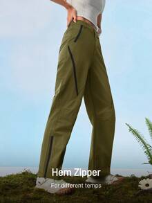 In My Nature Women's Casual Solid Color Straight Leg Hiking Pants - Khaki - View 6