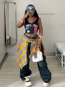 Coolane 女士和男士夏季节日外出街头服饰运动休闲比赛日图案篮球宽松背心