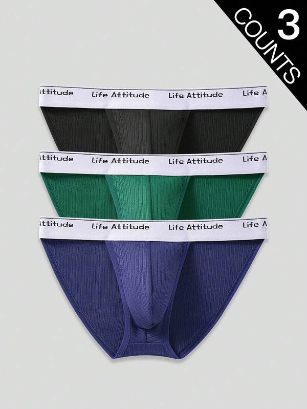 SHEIN 3 pièces/Set Slips pour hommes avec bande de taille imprimée