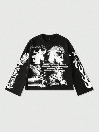 Street Life Maglietta oversize corta stampata da uomo