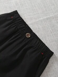 SHEIN 2 件幼儿男童休闲绅士西装裤，休闲长裤，纽扣装饰，口袋设计，婴儿正装裤，宝宝休闲裤，适合所有季节，3 个月至 3 岁 - 彩色 - 查看 6