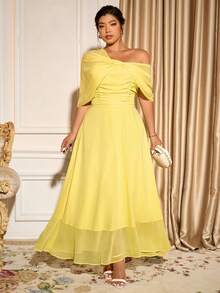 Cravure Vestido de cóctel elegante y versátil personalizado para mujer de talla grande para fiesta o baile - Amarillo - Ver 1