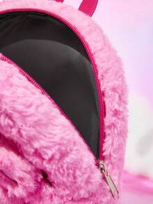 SHEIN X Care Bears 1个迷你可爱卡通毛绒背包，可调节肩带，适合青少年、女孩，四季皆宜，秋冬季爱心熊、彩虹熊、友谊图案 - 粉色 - 查看 5