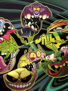 MADBALLS X SHEIN Herren Cartoon Muster Rundhals Kurzarm T-Shirt