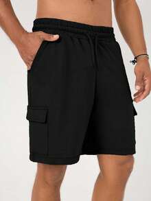 EURMUSE Pantalones cortos cargo de unicolor casual para hombres, versátiles para el verano - Gris Oscuro - Ver 6