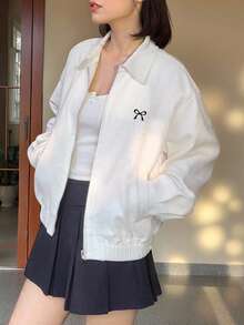 INAWLY 休闲绣花领夹克 - 白色 - 查看 4