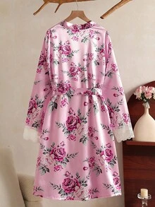 Women Floral Print Back To School Fashion Robes, Fall - Multicolor - View 2