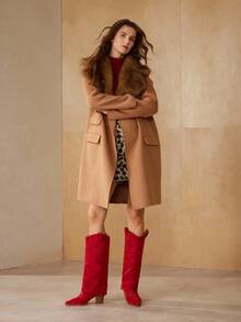 MOTF CUCCOO 复古红色刺绣踝靴，西部风及膝靴 - 紅色 - 查看 4