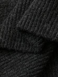 DAZY 女式纯色修身圆领长袖可拆袖休闲优雅毛衣，秋冬 - 灰色 - 查看 7